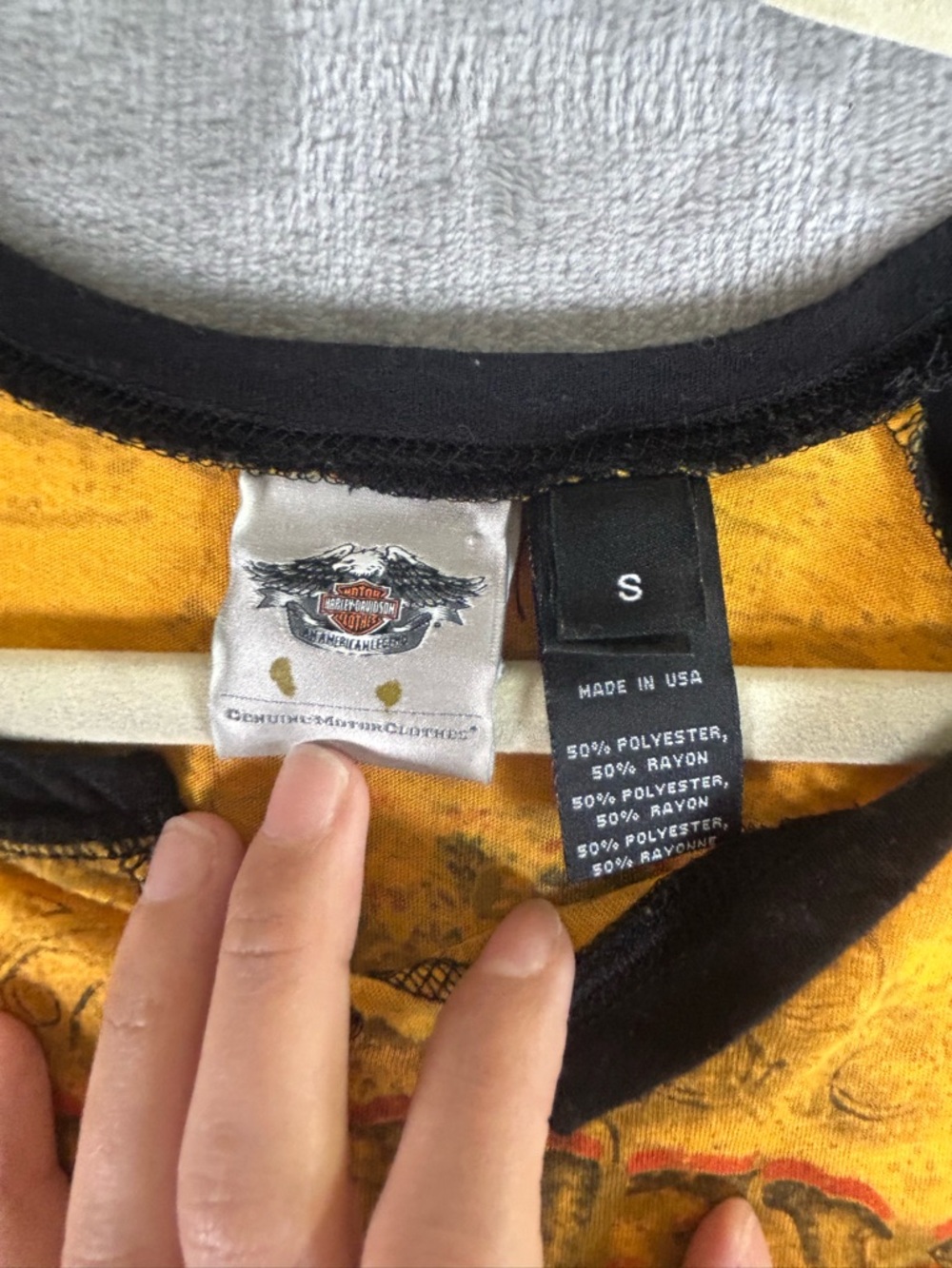 Harley Davidson Yellow & Black Raglan Graphic Tee - Picture 2 of 8